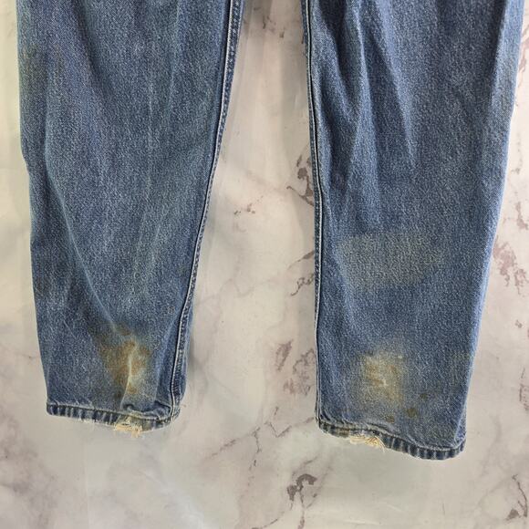 Carhartt Jeans Mens 38 X 30 Denim Relaxed Fit Medium Wash Straight Destroyed - Picture 8 of 11